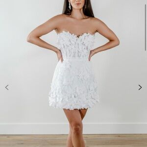 Cosmos White Floral Embellished Mini Dress